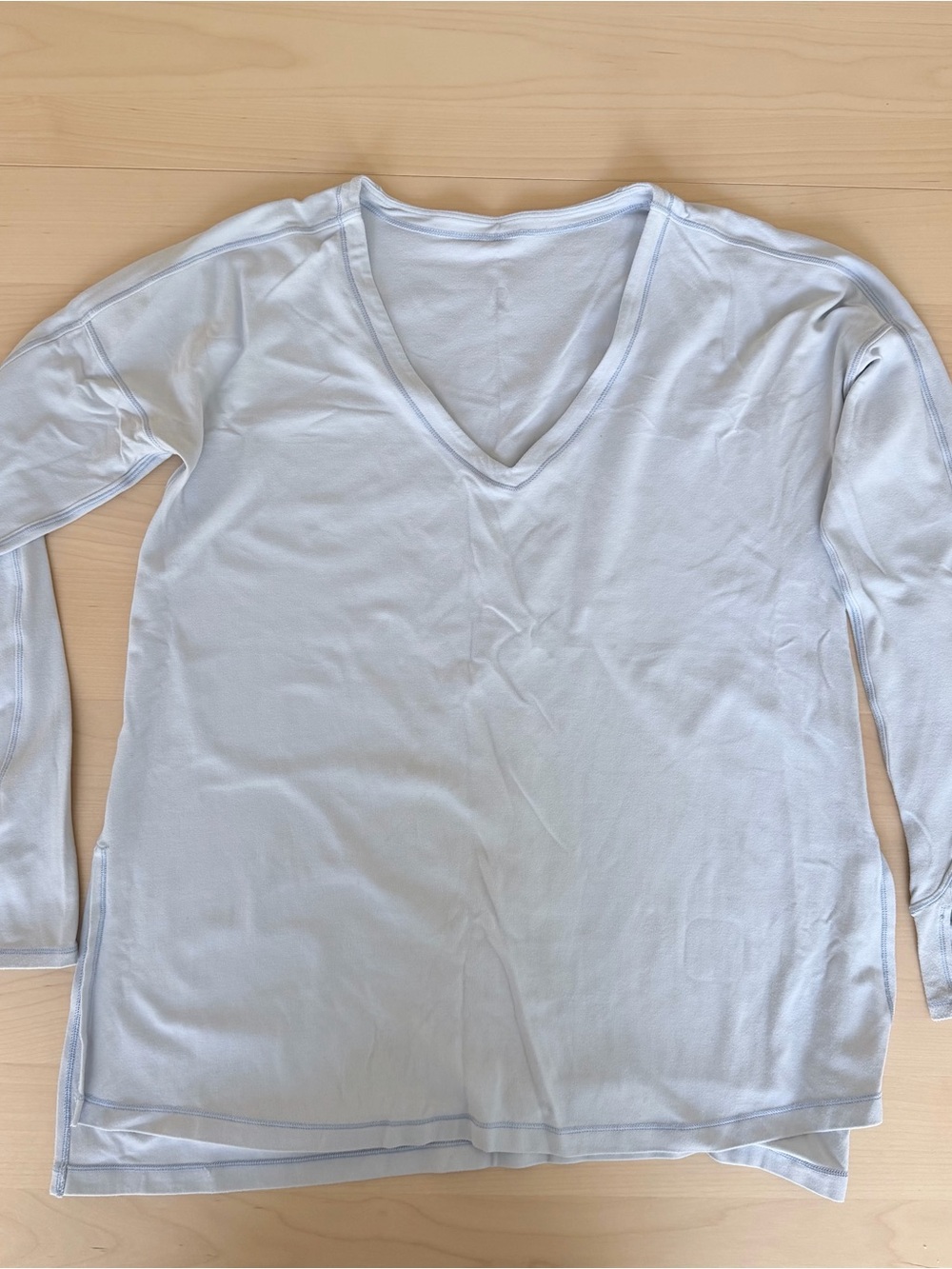 lululemon athletica Light Blue V-Neck Long Sleeve Tee